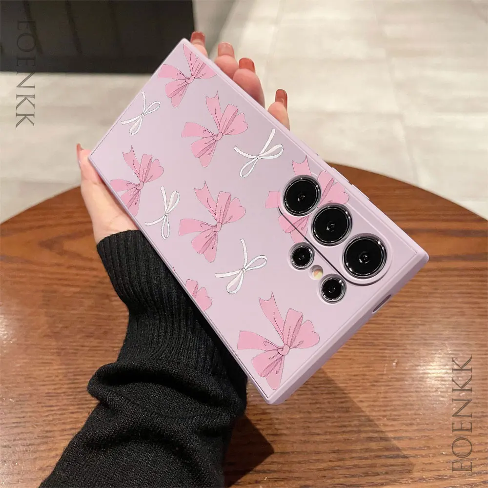 Black Pink Bowknot Silicone Case For Samsung Galaxy S25 S24 S23 S22 S21 A25 A32 A33 A72 A73 Note 10 20 Ultra Plus FE 5G  Cover — view 6