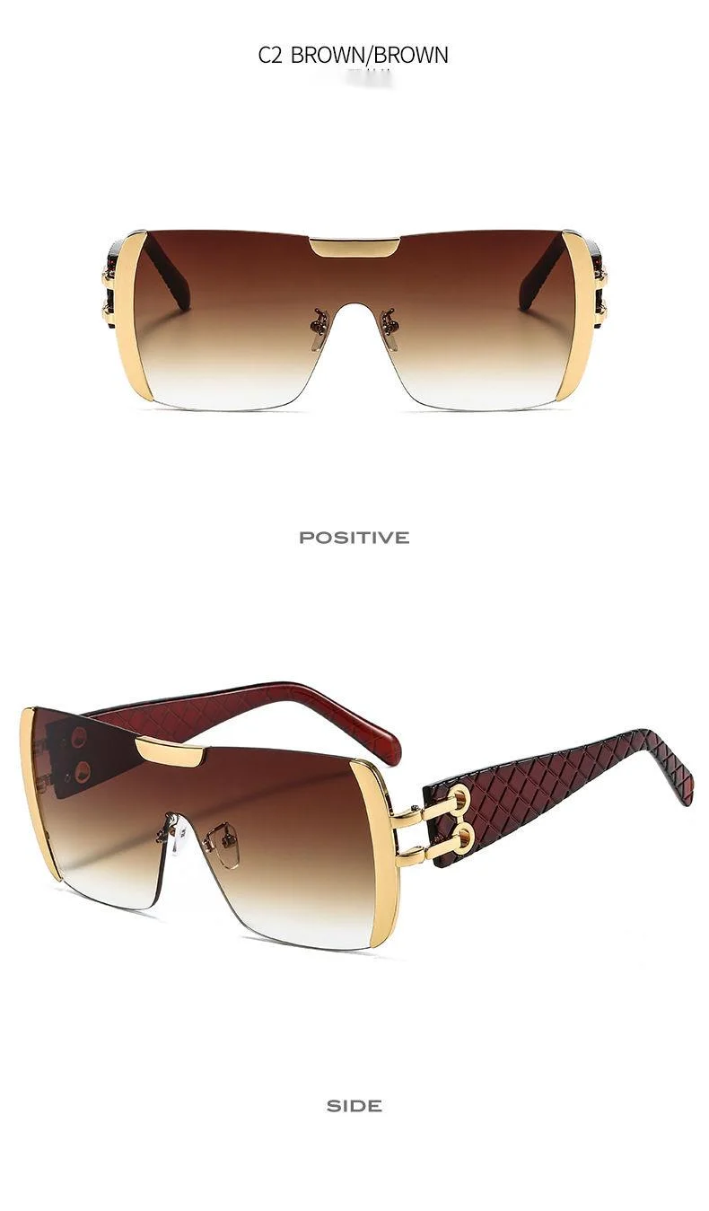 Nouveau grand cadre décoratif en métal intégré pour hommes et femmes, lunettes de soleil Instagram à la mode et personnalisées, lunettes de soleil colorées à la mode_voghion.com