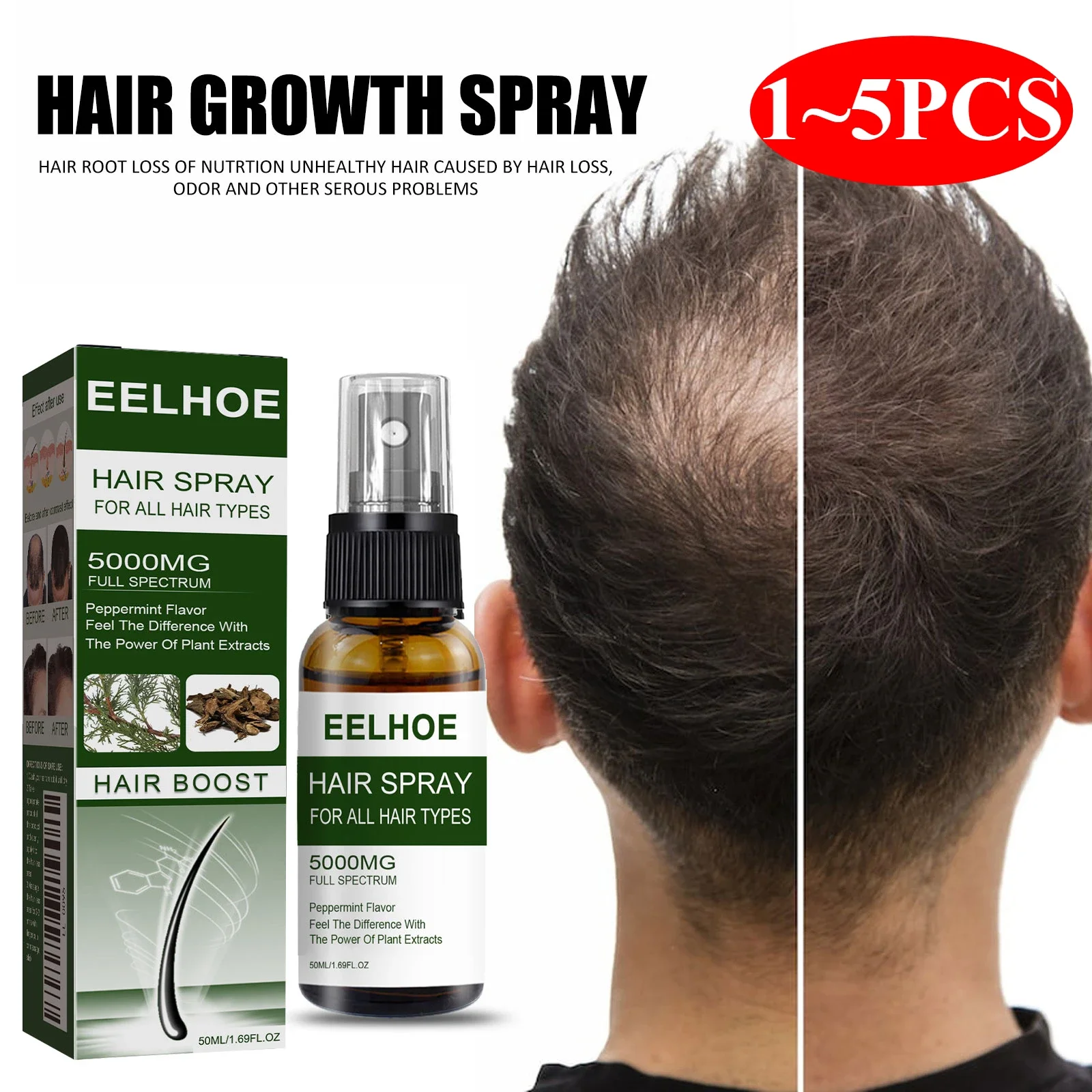 Polygonum Multiflorum Hair Growth Serum Spray Ginger Deep Nourish Scalp Hair Roots Regrowth Essence Fluid Scalp Care