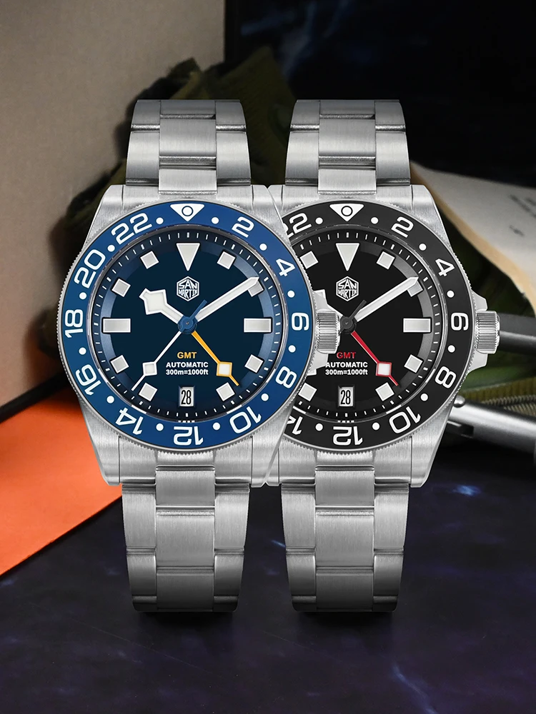 San Martin SN0121TC Titanium 39mm Watch NH34 GMT Automatic Movement Sapphire 24 Click BGW9 Luminous 30Bar Waterproof Watches