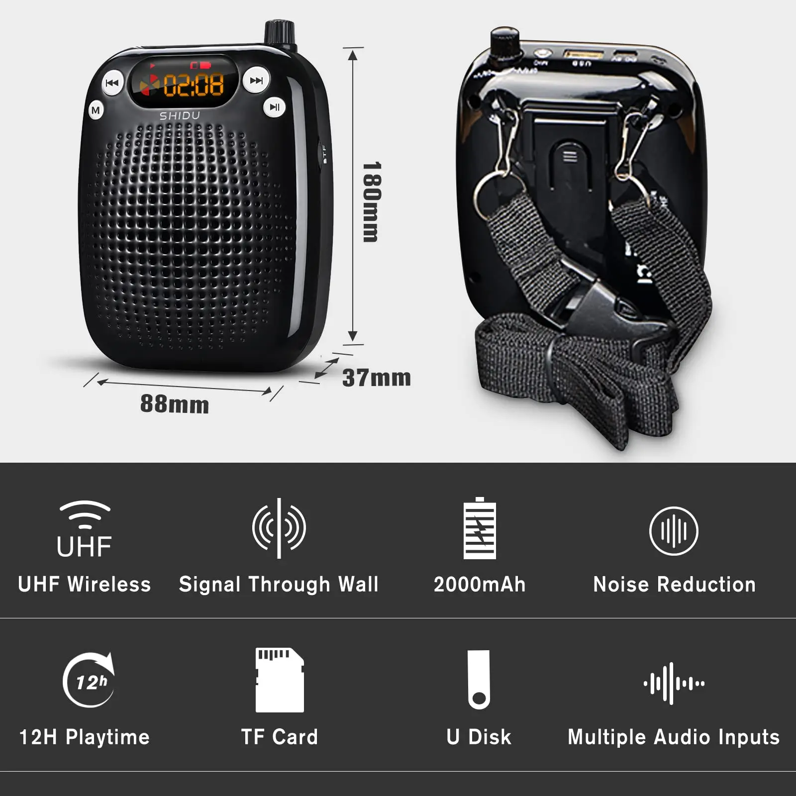 SHIDU 10 واط محمول بلوتوث مضخم صوت لاسلكي للمعلمين...