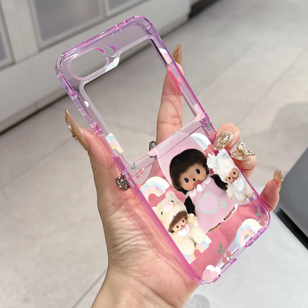 Cute Monchhichis Metal Connector Phone Case - Candy Color Soft TPU Cover