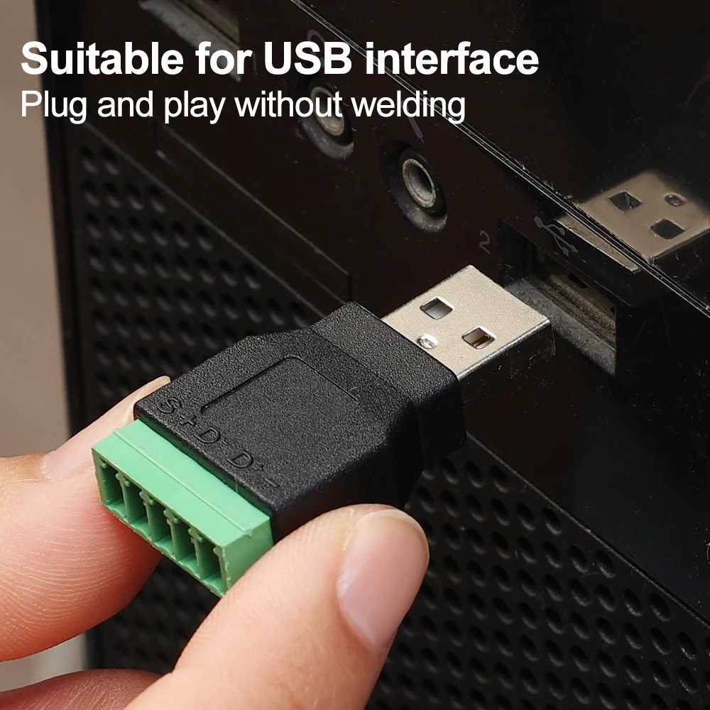 USB Type A Connector Screw Terminal Solderless 5 Way/Pin Block Adapter Male Female Pluggable 5 Pin Type Converter for USB Cable