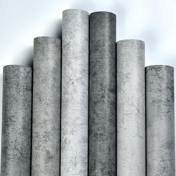 시멘트 그레이 스티커 자체 접착 방수 레트로 올드 얼룩 패턴 벽 스티커, 다크 그레이 벽지, 산업 스타일 룸