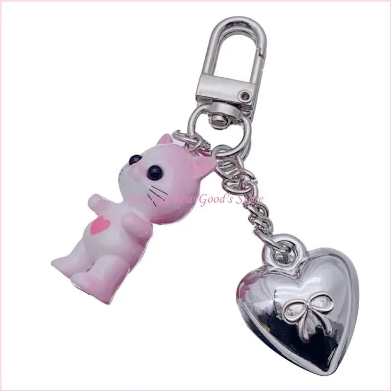 57QA Cartoon Katze Herz Charm Schlüsselanhänger Anhänger Rucksack Dekoration für Frauen Mädchen – Detail 9