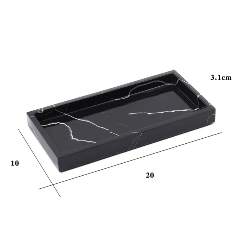 Bathroom Tray Home Decor Rectangular Plate Countertop Waterproof Marble Texture Cosmetic Organizer Resin Storage Soap Household