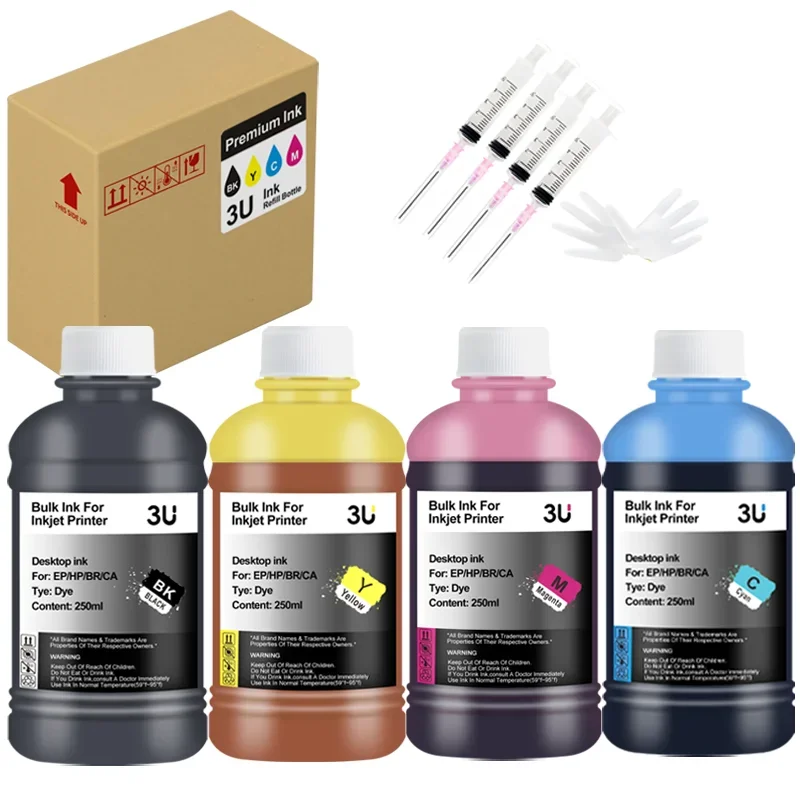 250ml Universal Refill Dye Ink Kit Compatible for HP Canon Lexmark Epson Dell Brother All Refillable Inkjet CISS Cartridge dye ink kit ink refill kit ink cartridge refill kit