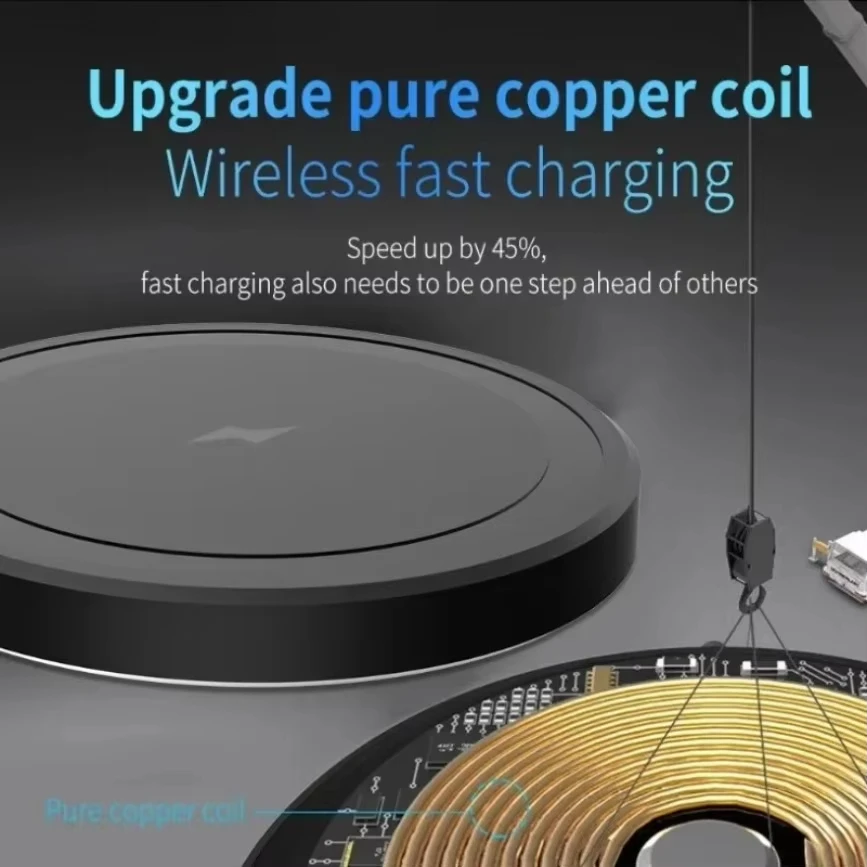 Compact Magnetic Wireless Charger with Strong Magnet - Slim Portable 15W Fast Charging