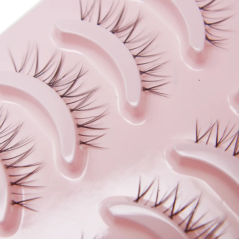 Manga-Style Faux Mink Lashes - Natural Short Full Strip with Clear Band