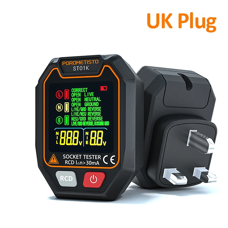 Enhanced Digital Socket Tester with Color Screen and Circuit Detector Features
