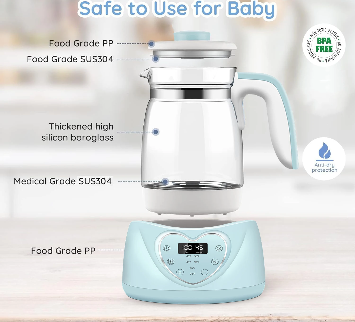 SEJOY Baby Bottle Warm Kettle Temperature Control Water Dispenser for  Making Formula & Reviews