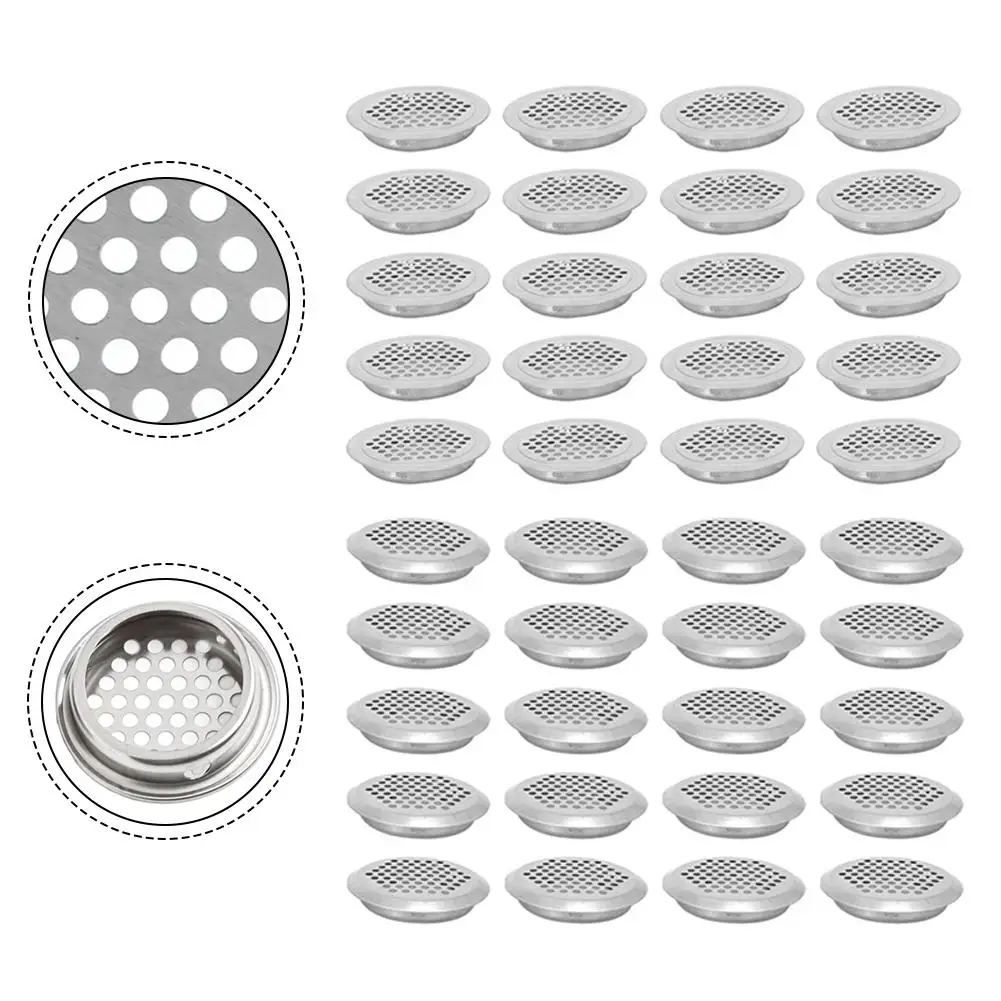 20pcs Air Vent Holes Stainless Steel 35mm Round Ventilation Grille Insect Barrier Wardrobe Ventilation Grille For Cabinets