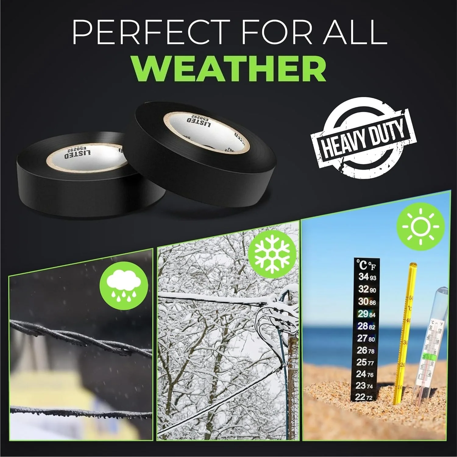 Electrical Tape 1-5Rolls 16mm&times;5m for Outdoor Pipes Windows Cold Weather