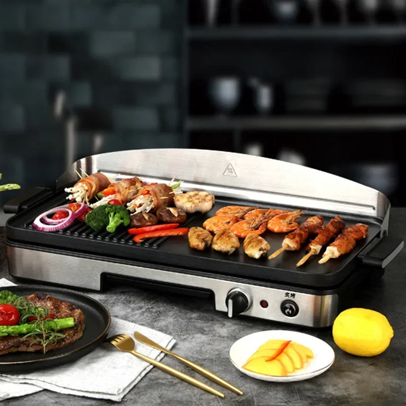 Griddle electric griddle teppanyaki commercial household grilled steak machine desktop griddle Korean frying pan 2