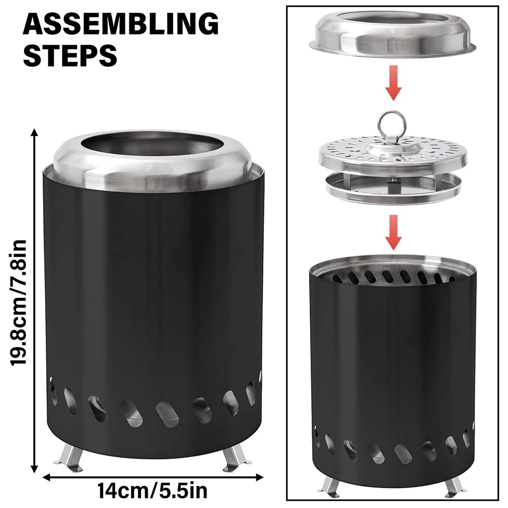 Smokeless Tabletop Fire Pit Stainless Steel Indoor Outdoor Table Top Firepit Portable Mini Stove for Camping Outdoor & Patio