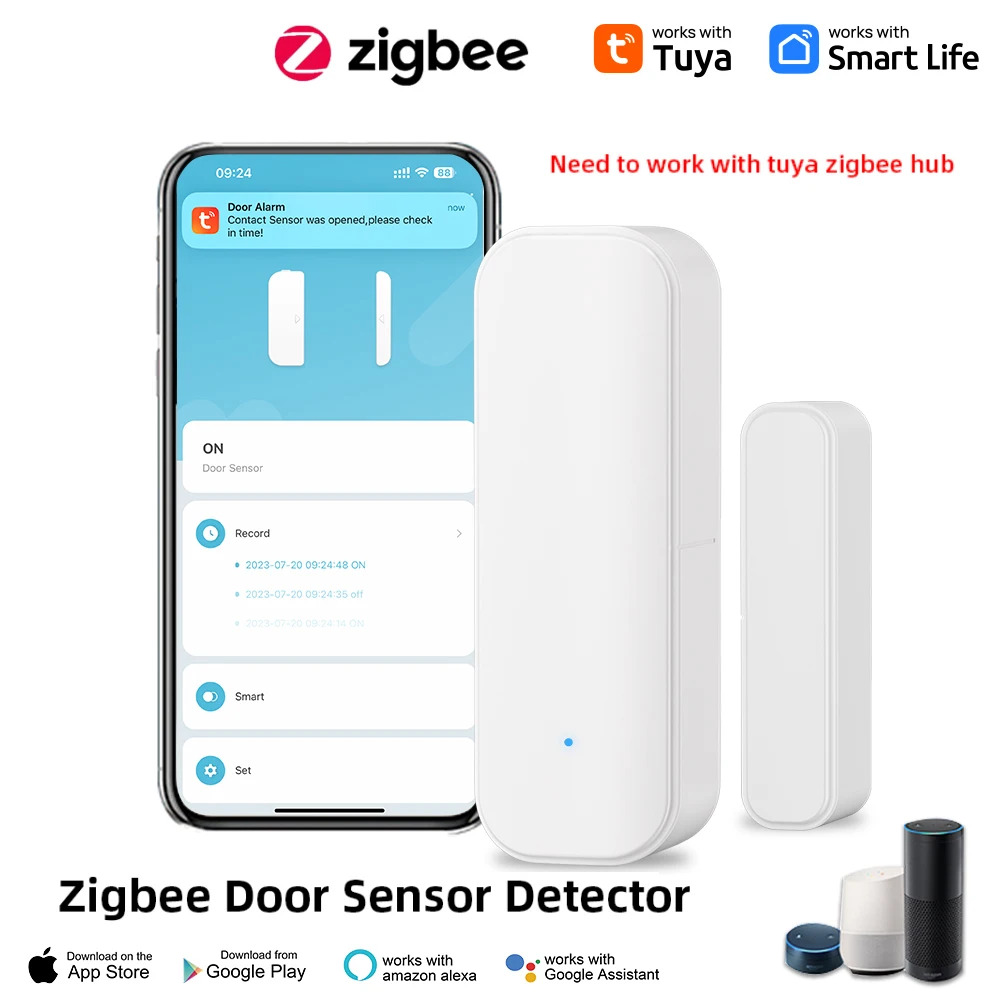 Tuya Zigbee Door Sensor and Smart Life Window Magnetic Sensor Detector Wireless Home Door Sensor Need Tuya Zigbee Gateway Hub 2