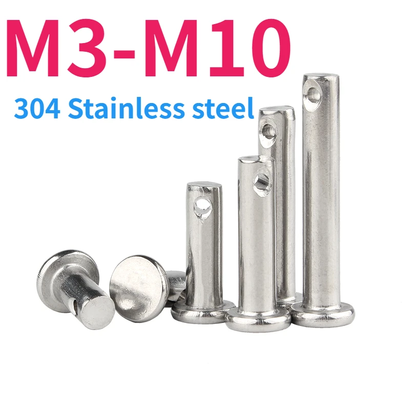 

304 Stainless Steel M3 M4 M5 M6 M8 M10 Shaft Pin Flat Head Cylindrical Pin With Hole GB882 Positioning Dowel Pin