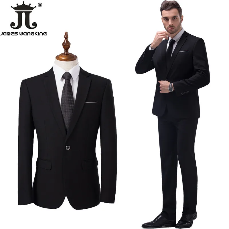( Jackets + Pants ) Premium Brand High Quality Pure Color Groom's Man Fashion Wedding Dress Suit Men's Formal Business Suit 2
