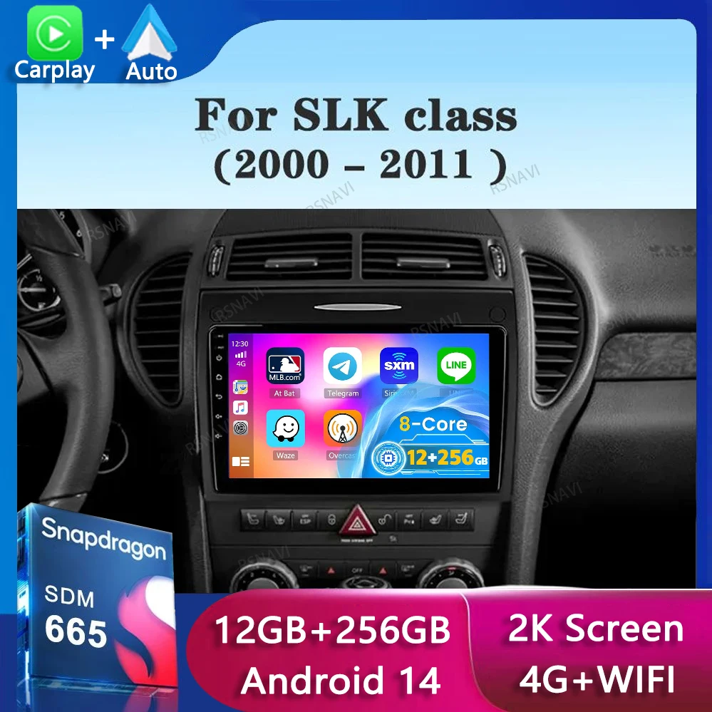 Android 14 Car Radio GPS Navigation Multimedia Player Stereo DSP For Mercedes Benz SLK class R171 SLK200 SLK280 SLK300 2000-2011