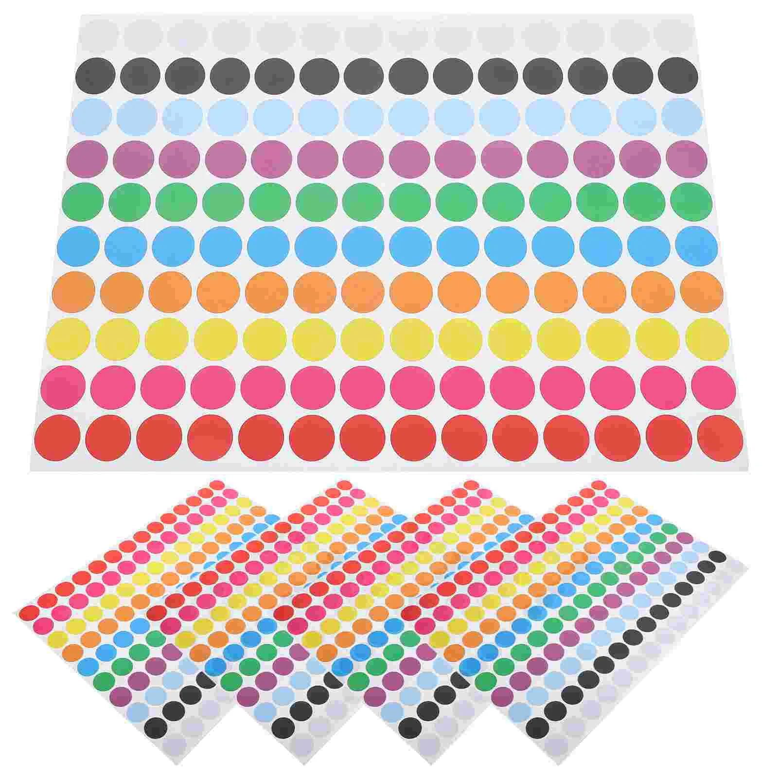 

5 Sheets of Colored Round Labels Stickers Classification Stickers Dot Stickers Decors Round Paper Stickers