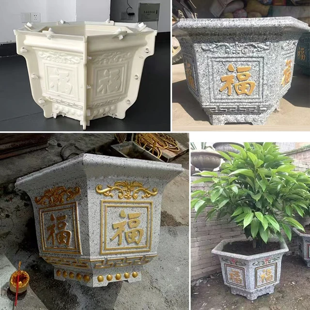 Cement Virág Edény Penész Hatszögletű Európai Stílus Vastag Bonsai Sáros Csiszolófelszerelés Műanyag Modell Római Oszlop Házi Készítésű - Image 2