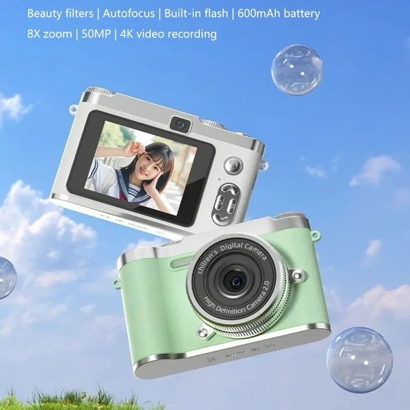 4K Digital CCD Camera 5MP Children Camcorder 8x Zoom Retro Vintage Cameras Auto Focus For Kids Adult Beginners Photograph Travel_voghion.com