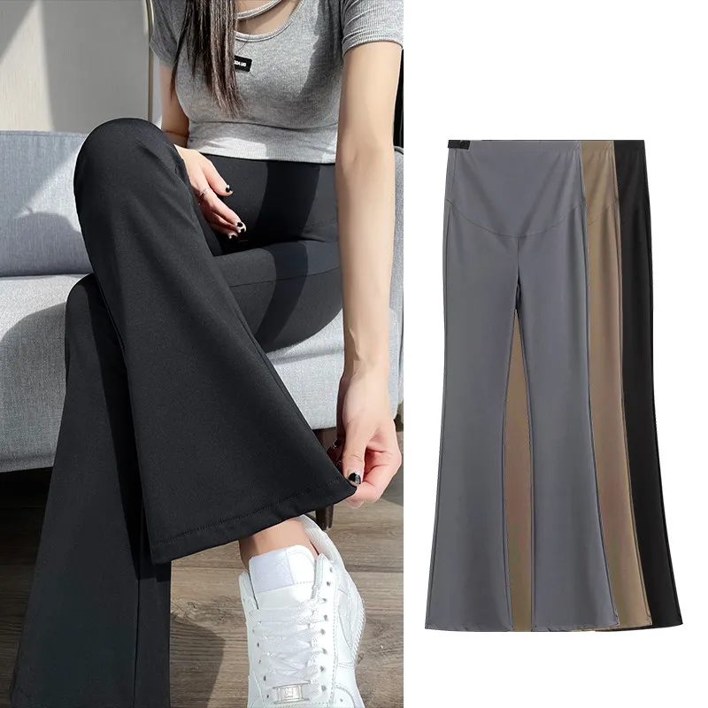 Maternity Yoga Pants For Summer 2024 New Clothes For Pregnant Women Fashion Solid Pregnancy Flare Shark Trousers Leggings M-xxl 3