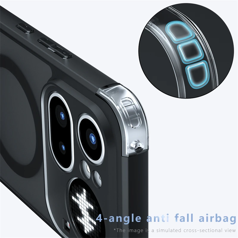 Magnetic Shockproof Matte Clear Hard Back Case with Acrylic Protective Shell
