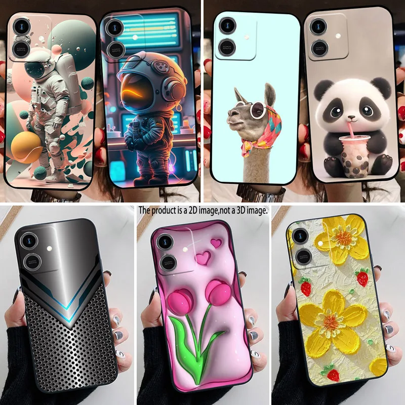 Luxury Astronaut Panda Soft Silicone Black TPU Phone Case Cover