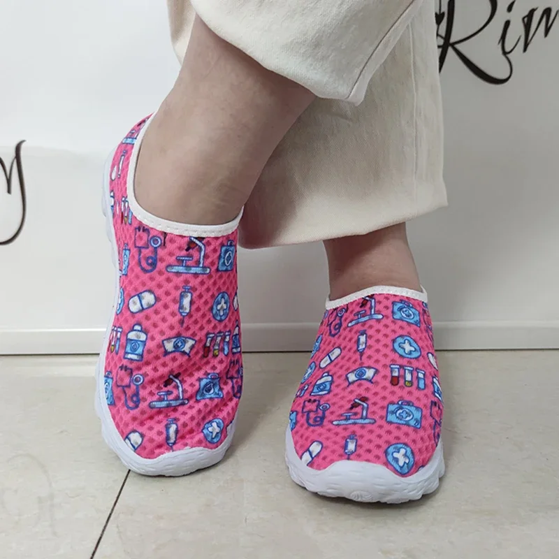 Rimocy Nurse Shoes Women Print Breathable Sneakers Woman Slip-on Light Non-slip Flats Ladies Soft Bottom Casual Sports Shoes 5