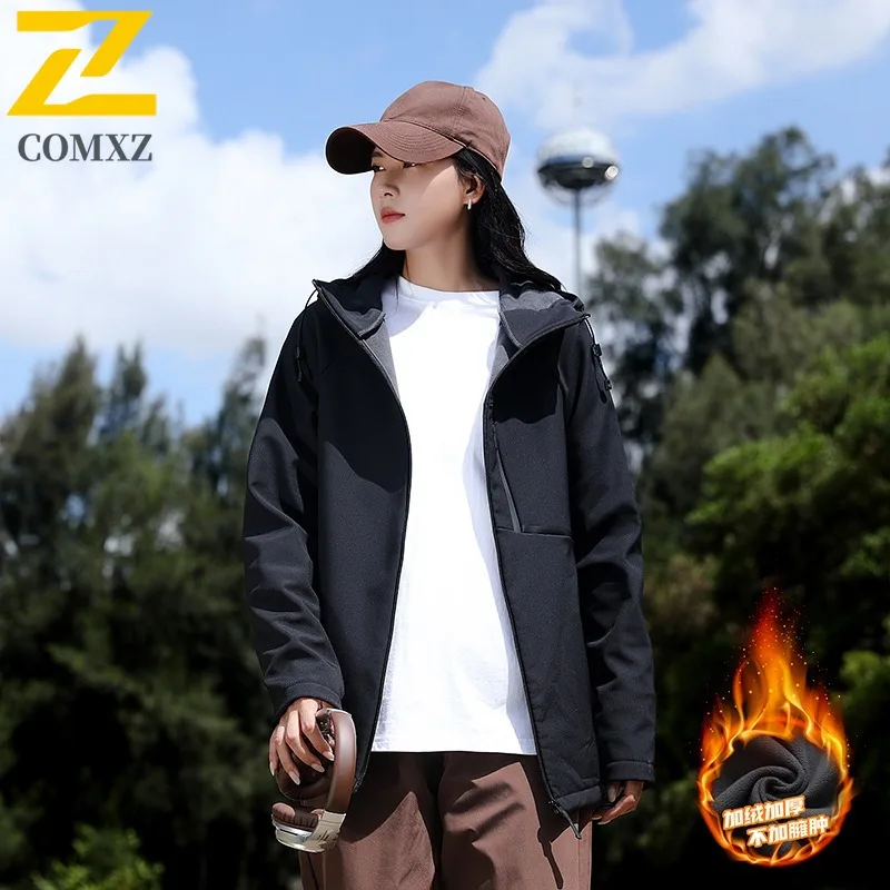 COMXZ Premium Outdoor Mens Jacket Hooded Adventure Thickened Warm Parka Street Style Comfortable Cold Resistant Winter Clothing