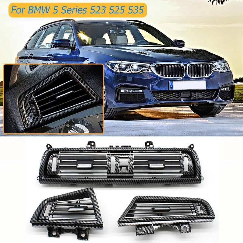 

3PCS Car Central Console Air Conditioner AC Vent Grill Outlet Panel Cover For-BMW 5 Series F10 520 521 523 525 530