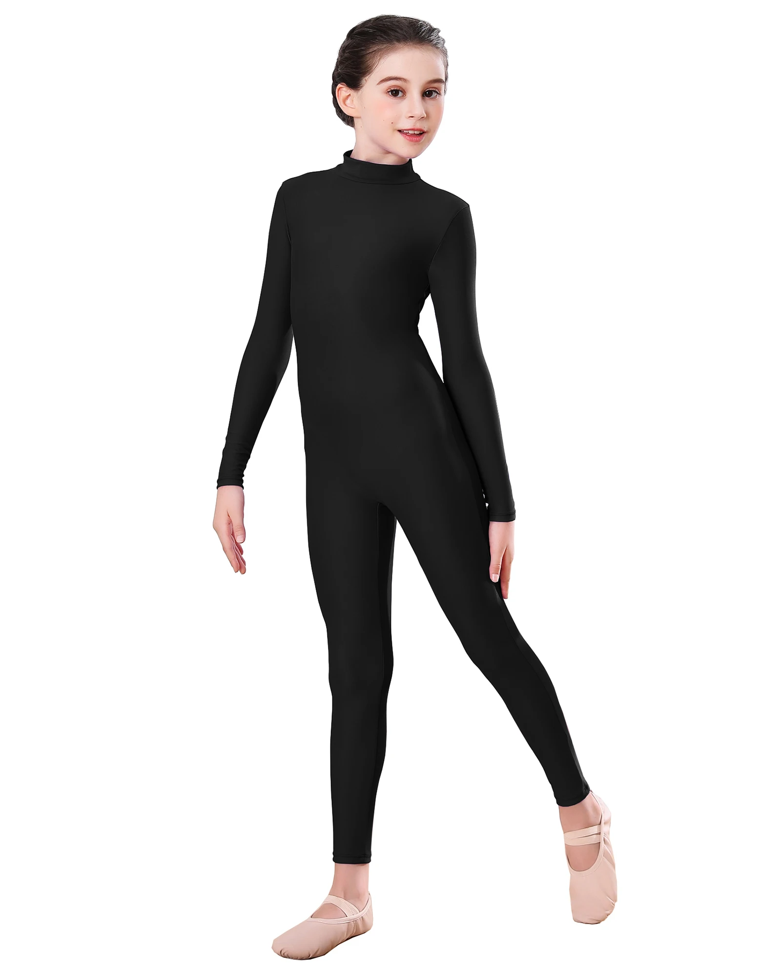 

AOYLISEY Kids Ballet Skate Dance Unitard Girls Gymnastics Full Body Leotard Black Long Sleeve Bodysuit Children Jumpsuit Wear