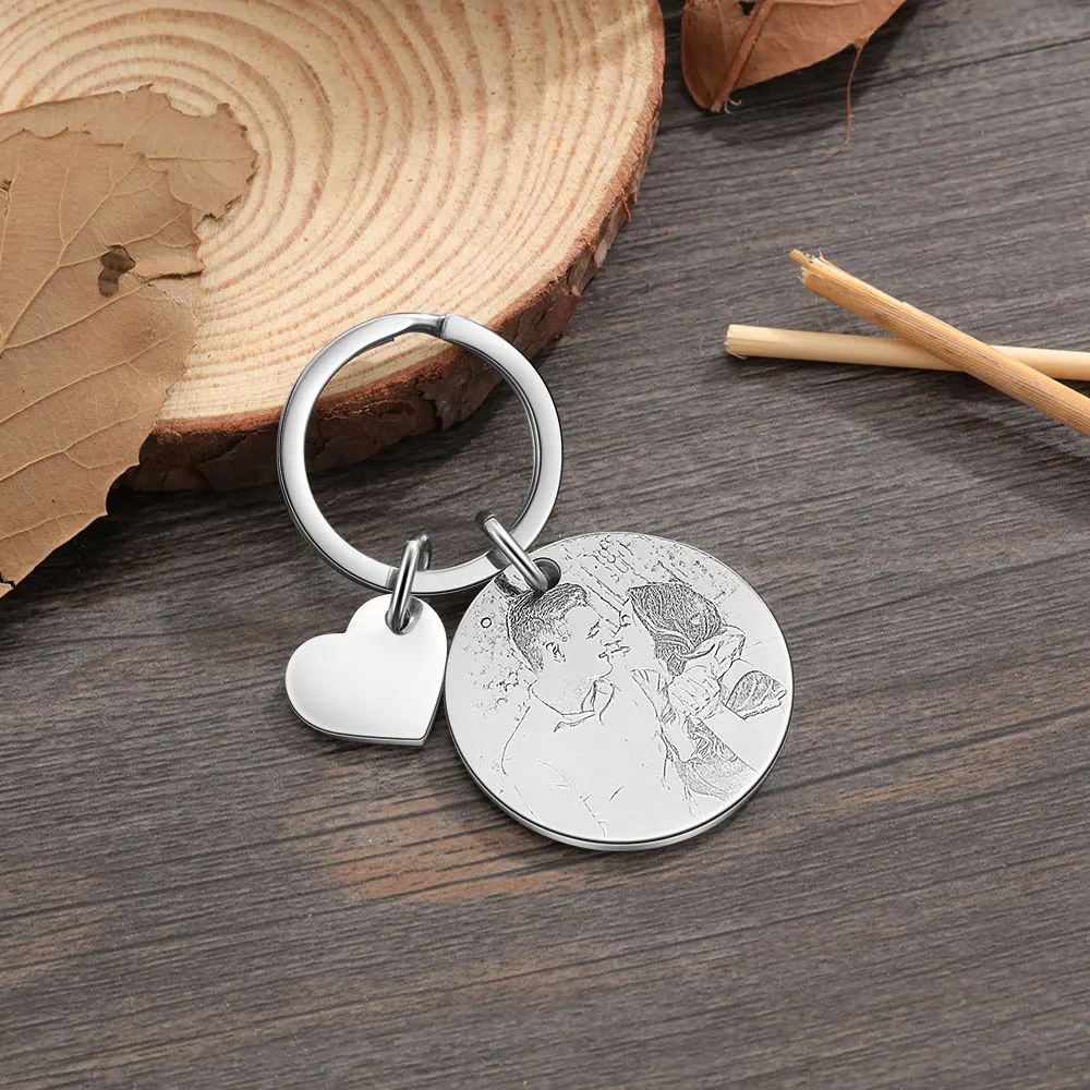 

HIBODY Customized Photo Text Calendar Keychain Personalized Father's Day Gift Stainless Steel Keychain