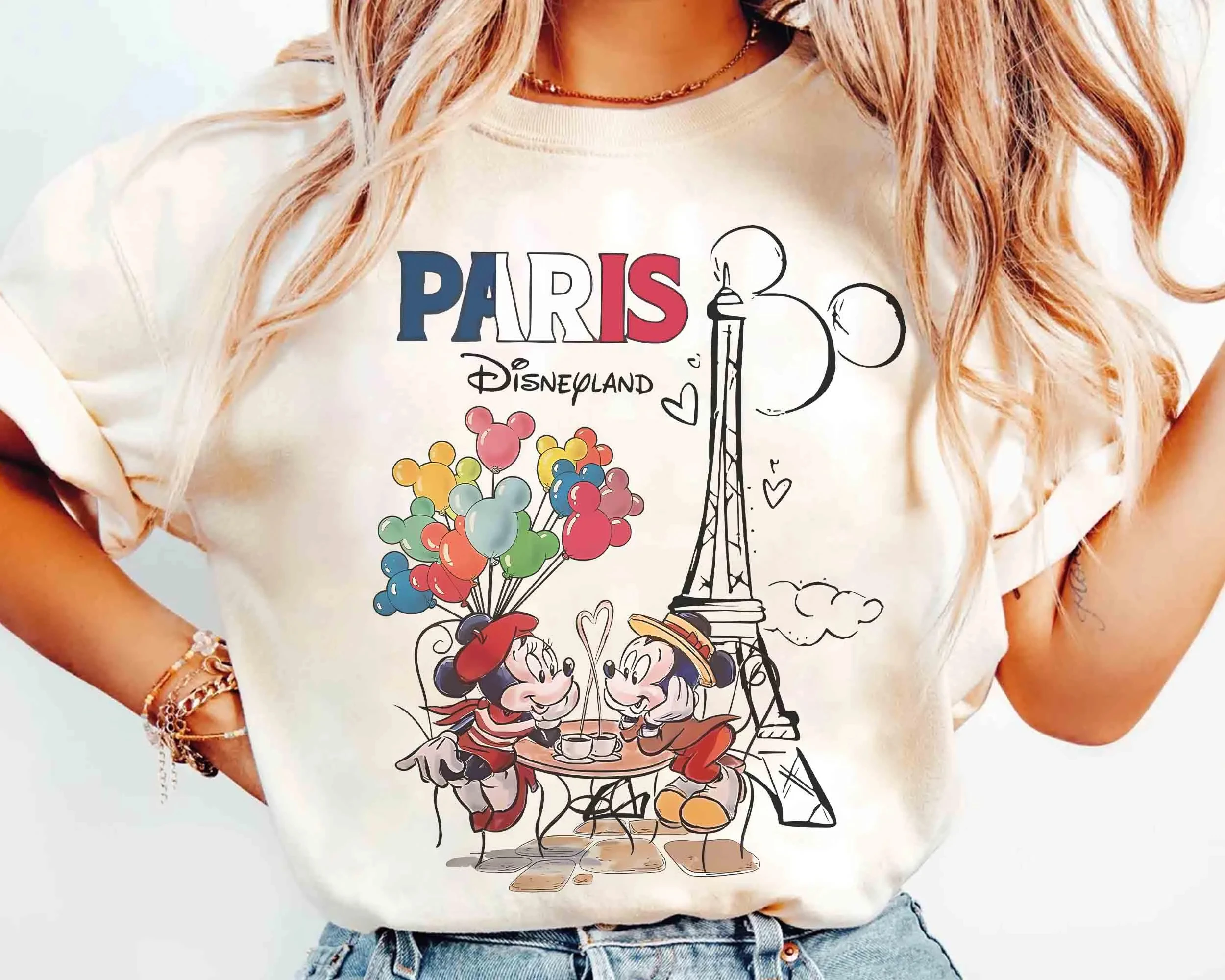 Vintage Mickey, Minnie, Paris Disneyland T-shirt, Eiffel Tower Shirt, Disney Girls' Journey T-shirt, Disneyland Resort T-shirt 1