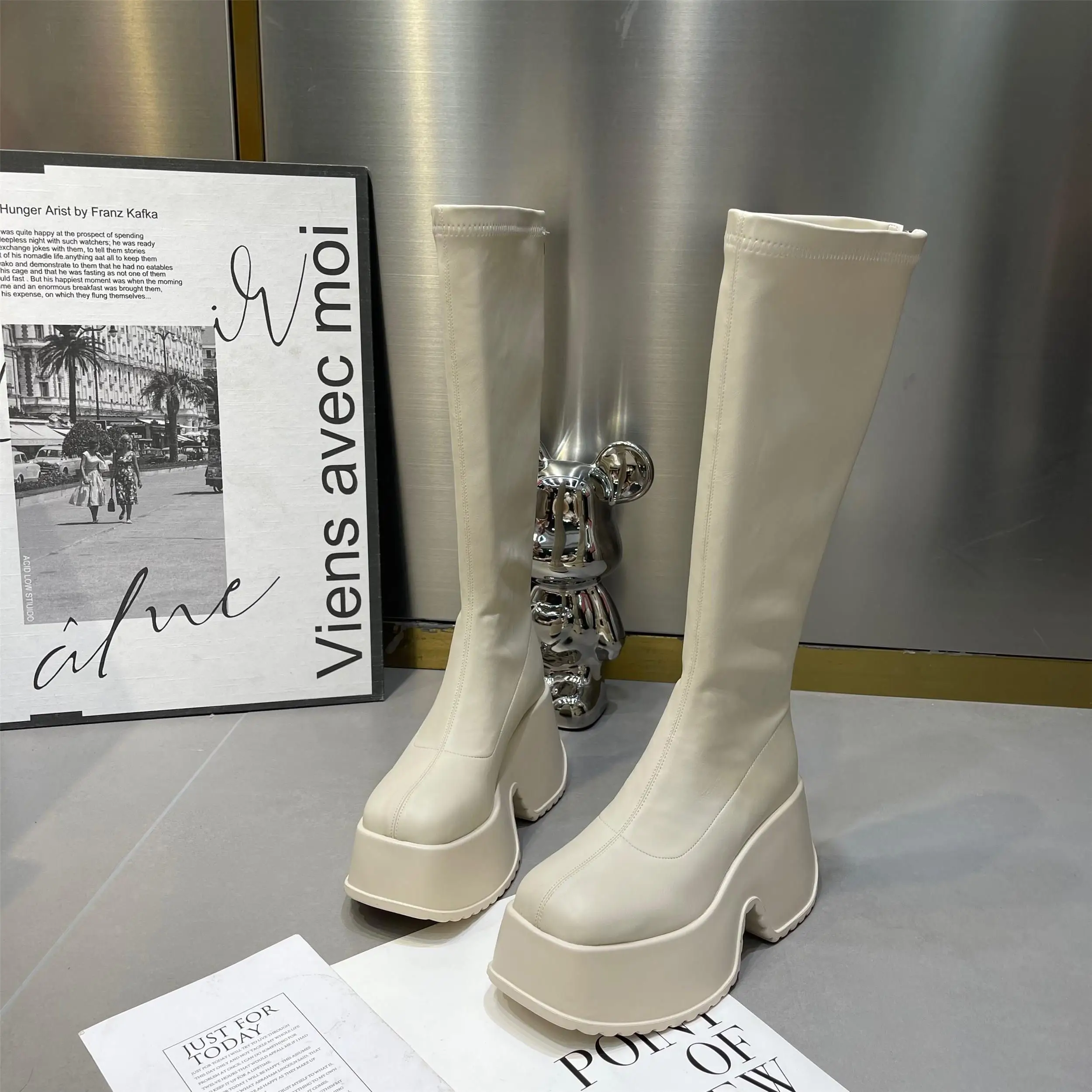 Winter Comfort High Boots for Women Fashion Back Zip Long Boots Female  Elegant Platform Shoes Lady Thick Bottom Knight Booties - AliExpress, image size:2500x2500