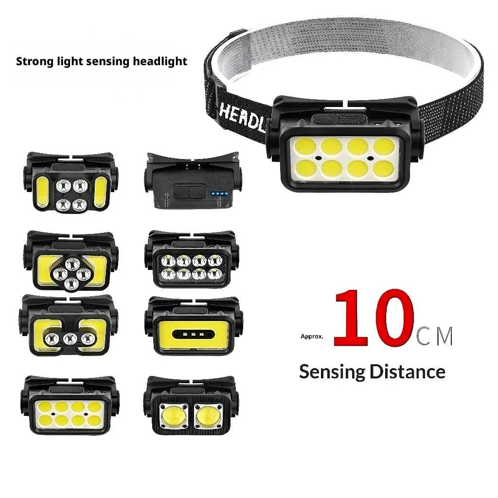 Motion Sensor Headlamp Rechargeable Waterproof for Camping