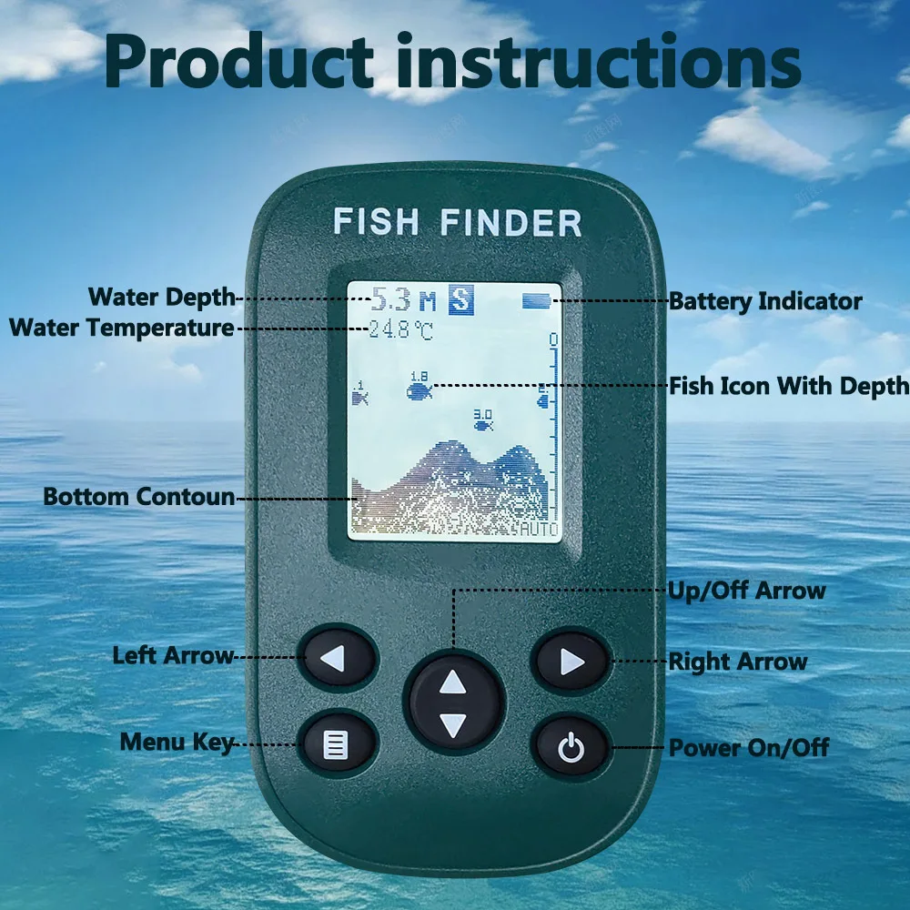 Wireless fish detector, wired sonar, underwater visible high-definition fishing device detector, ultrasonic wave