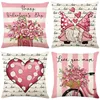Valentines Day Decorative Pillow Covers 18x18 Set of 4 Love Heart Pillowcase Throw Cushion Case for Sofa Couch Valentine Decor 6