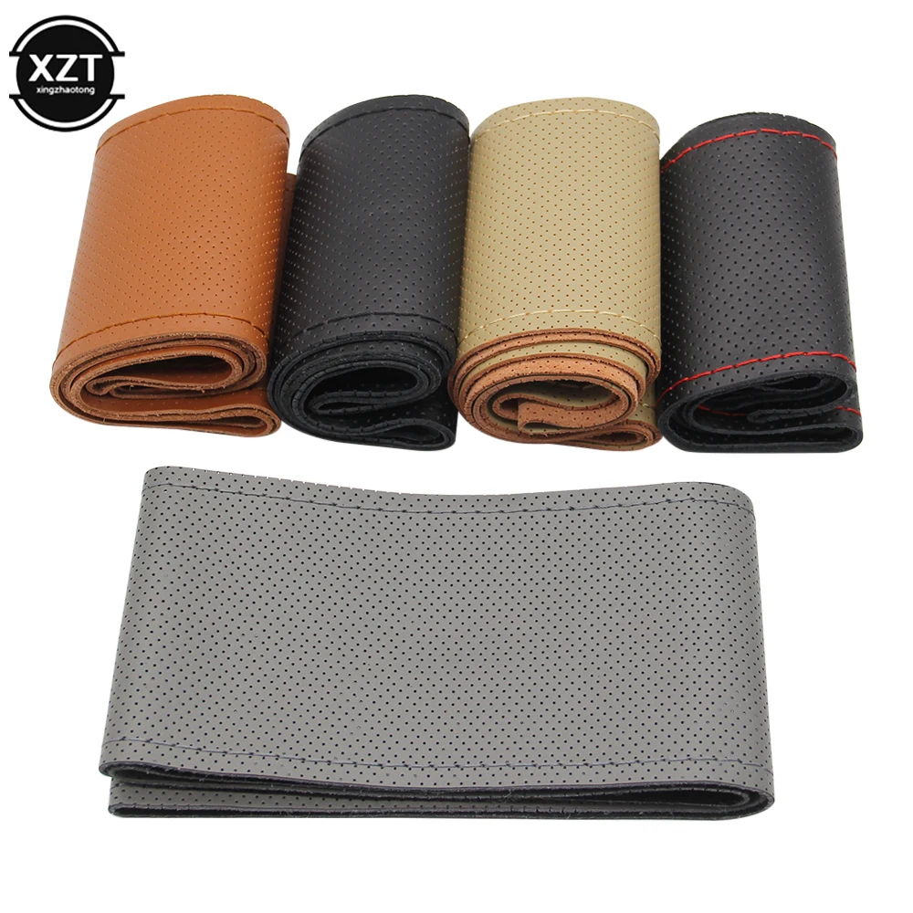 42cm 45cm 47cm 50cm Car Truck Cowhide Steering Wheel Cover All-purpose All-hole DIY Hand Sewn Leather Steering Wheel Cover steering wheel cover