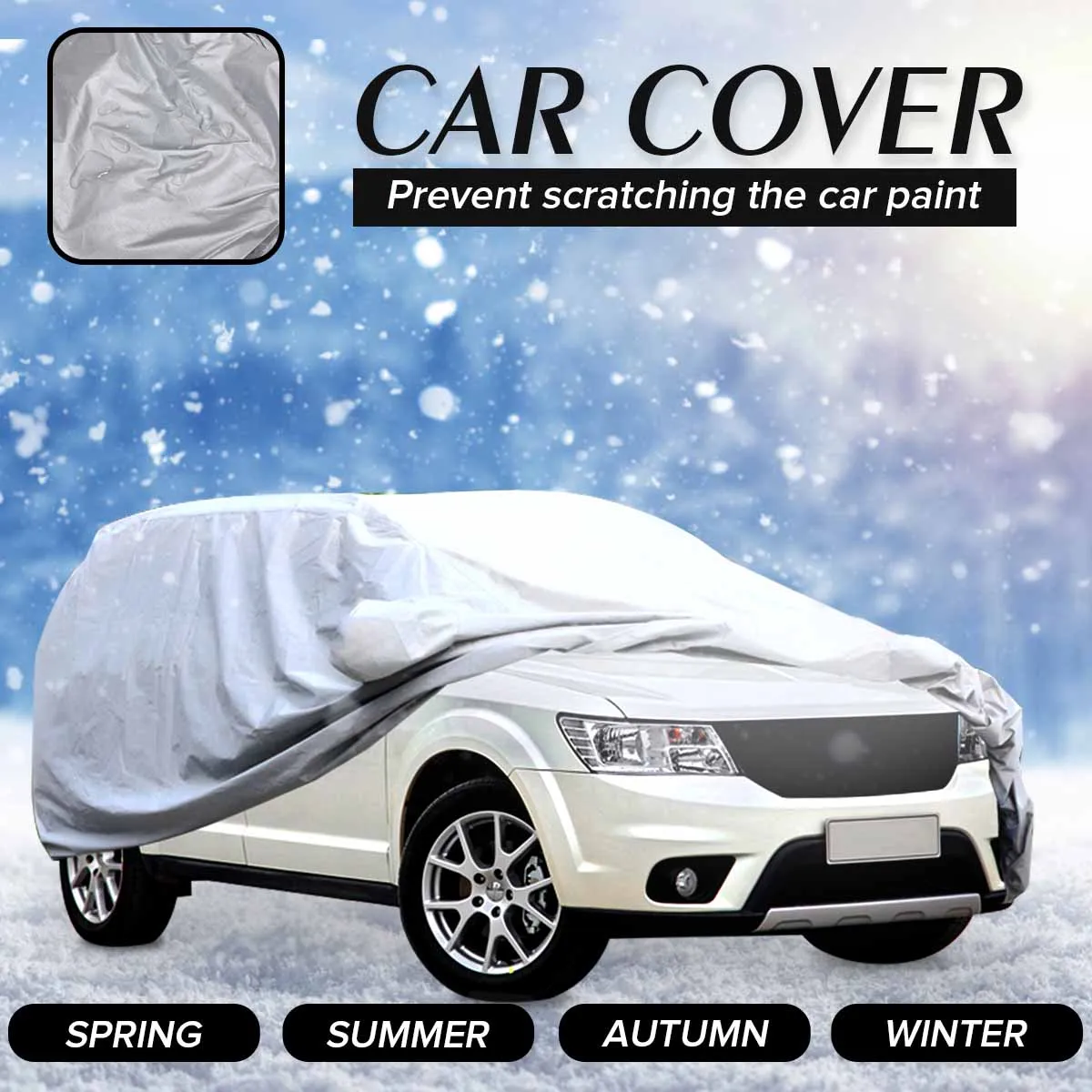 Universal SUV Full Car Covers Indoor Outdoor Windproof Anti Dust Sun Rain Snow Protection UV Silver Case M/L/XL/XXL