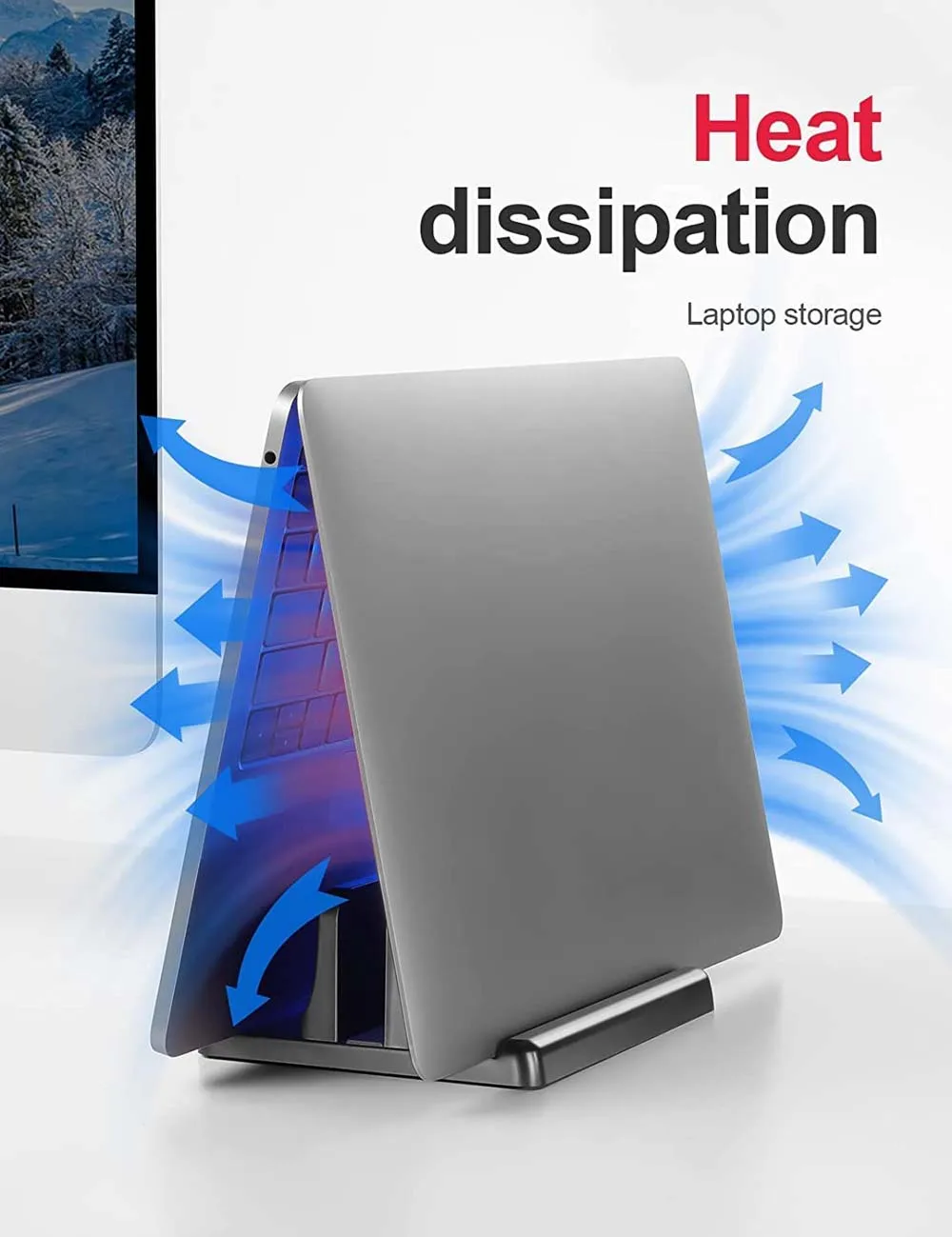 Suporte Vertical Ajustável para Laptop Slot Duplo Plástico Abs Economia de Espaço Macbook Superfície do Chromebook hp Dell Livro Ipad 4in Design - Imagem 5