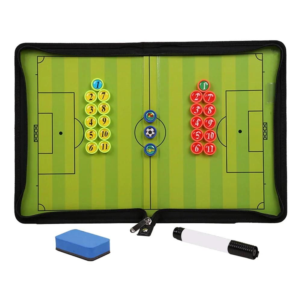 Coach Board Magnetic Zipper Soccer Tactical Board Foldable Strategy With Pen Clipboard