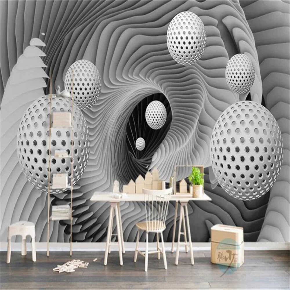 

Milofi custom size 3D printing wallpaper mural three-dimensional sphere space vortex modern TV background wall