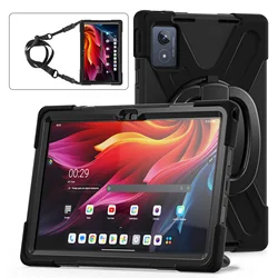 Durable Rotating Stand Tablet Case with Shoulder Strap - Kids' Heavy Duty Protection for K11 Plus TB352FU XU (Black)