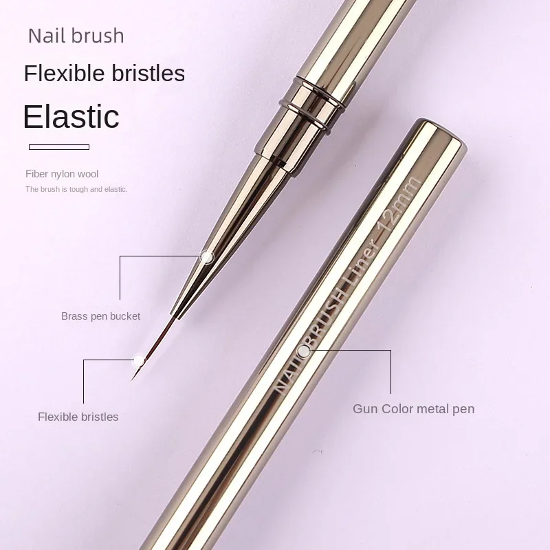 5PCS/set 6/9/12/15/18mm Nail Liner Brush Set Drawing Lines Stripe Painting Flower Pen Nail Art Manicure Metal Handle Brush Set 5