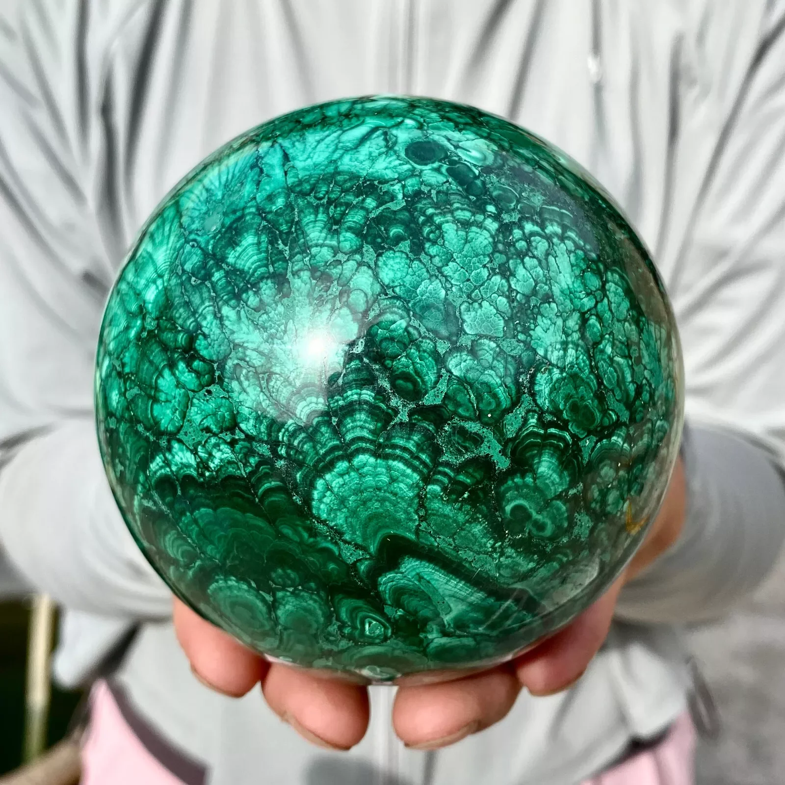 Natural Green Malachite Ball, Quartz Crystal Ore Ball, Mineral Reiki Healing, Wealth, Energy Crystal Ball 6