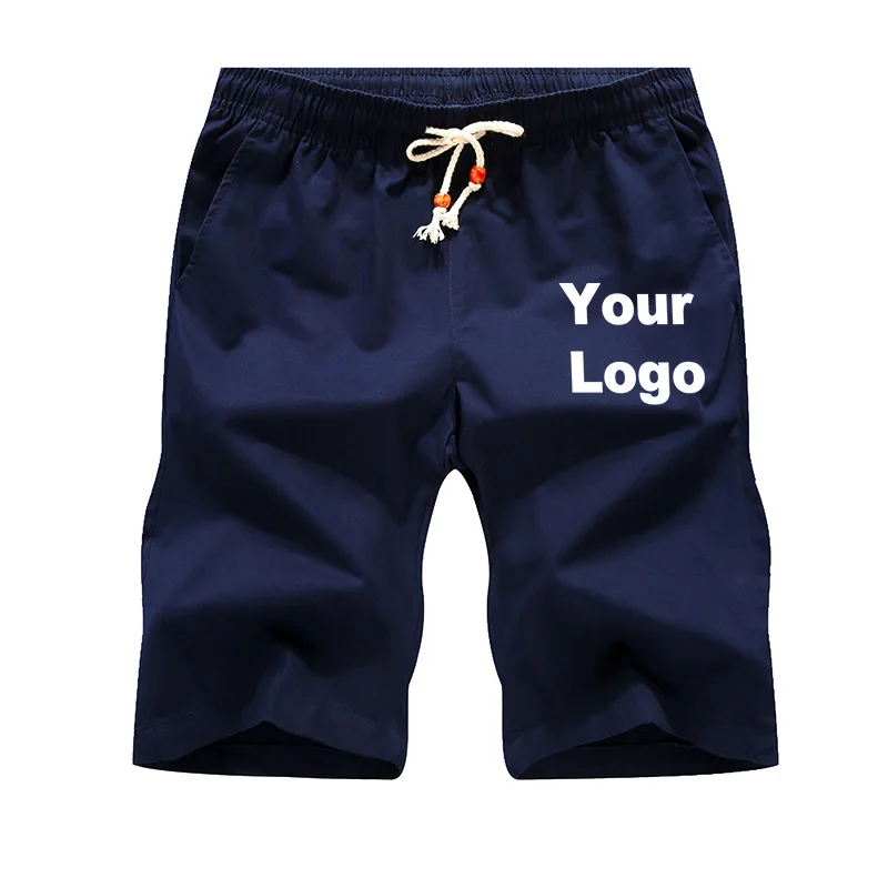 

Custom Logo Casual Shorts Men's Summer Pants Cotton Loose Breathable Pants Large Shorts Beachwear Elastic Waist Boardshorts