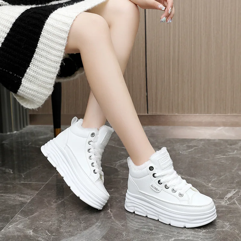 

Women's shoes winter new padded muffin thick bottom board shoes female show feet small hundred with high-top sports white shoes