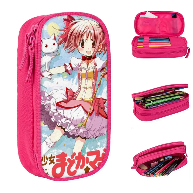 

Kaname Magical Pencil Case Puella Magi Madoka Magica Pen Holder Bag Student Large Storage School Supplies Cosmetic Pencilcases